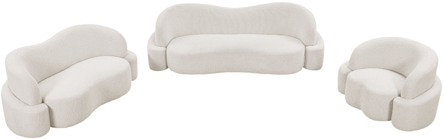 vance cream boucle fabric loveseat l