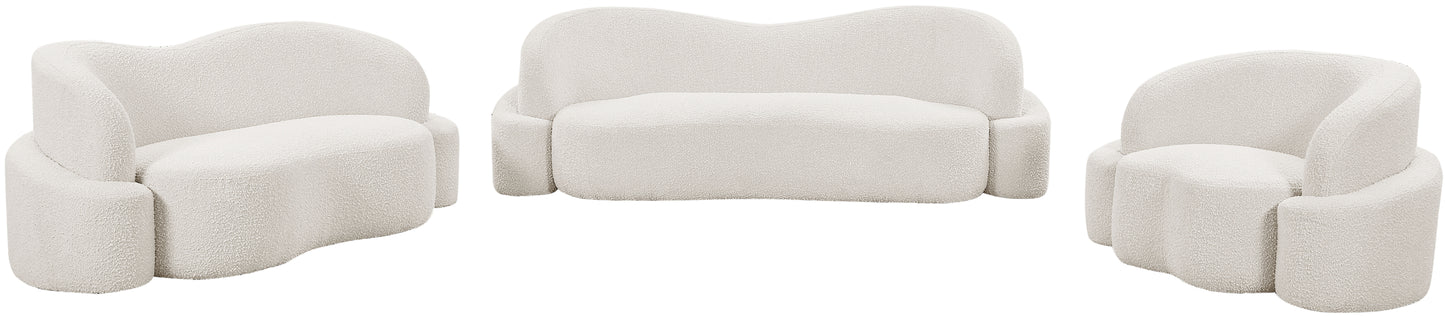 vance cream boucle fabric loveseat l