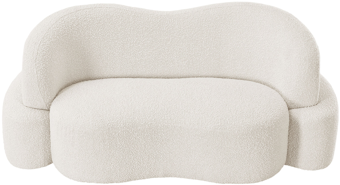 vance cream boucle fabric loveseat l