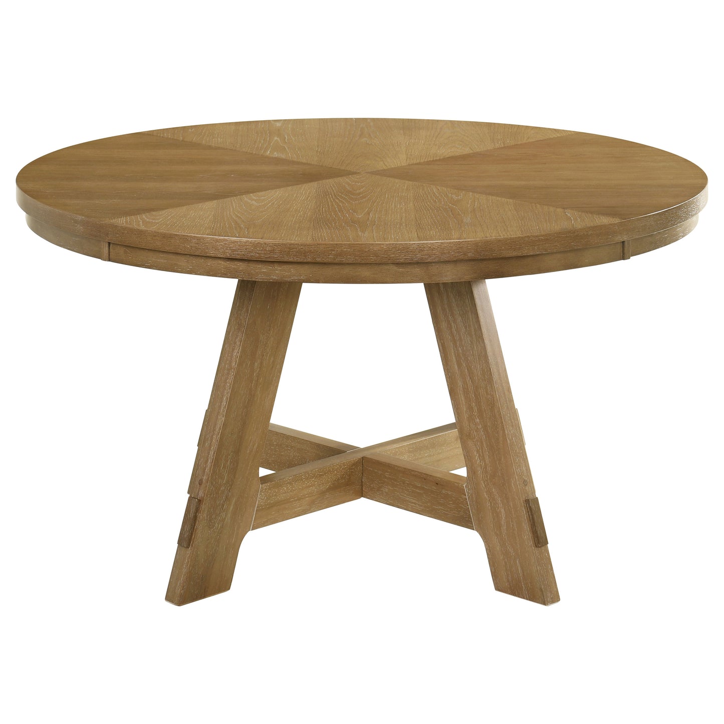 trisha round 54-inch wood dining table brown oak