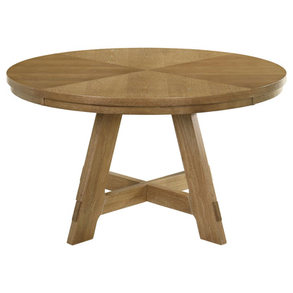 Trisha Round 54-inch Wood Dining Table Brown Oak