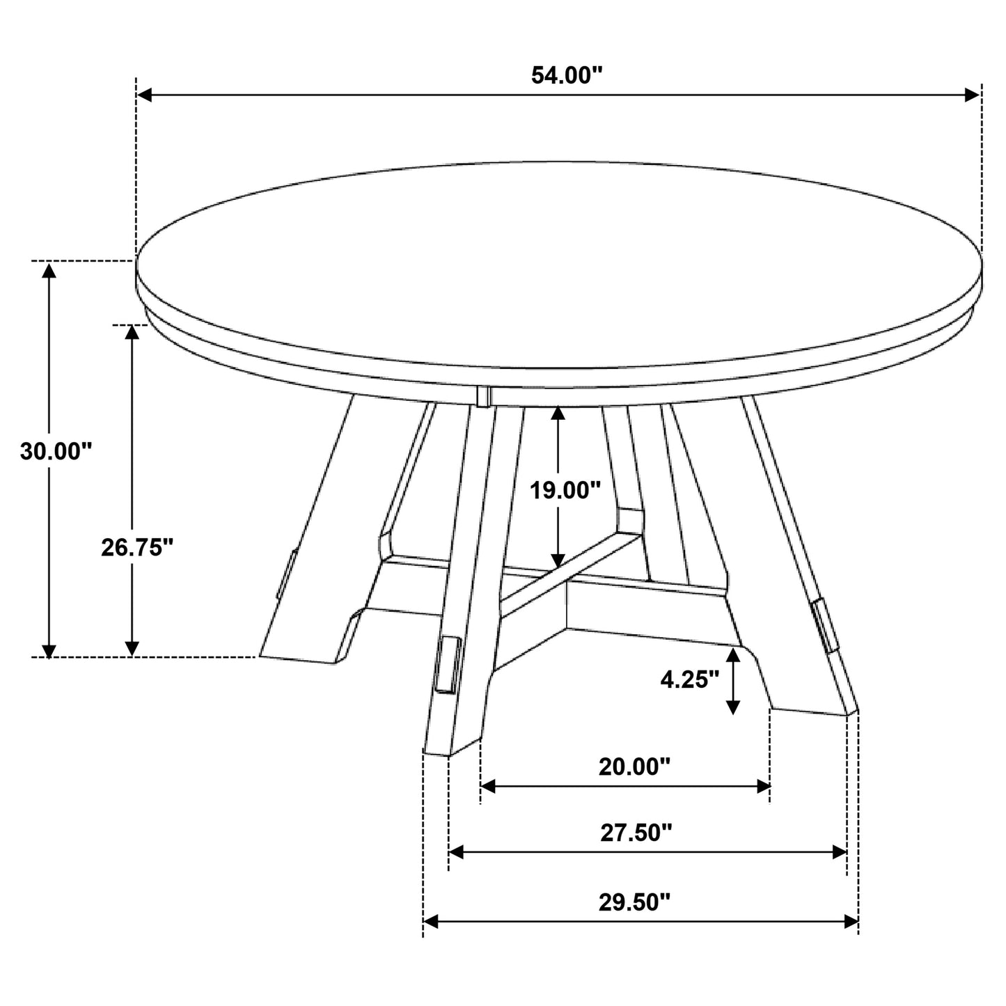 trisha round 54-inch wood dining table brown oak