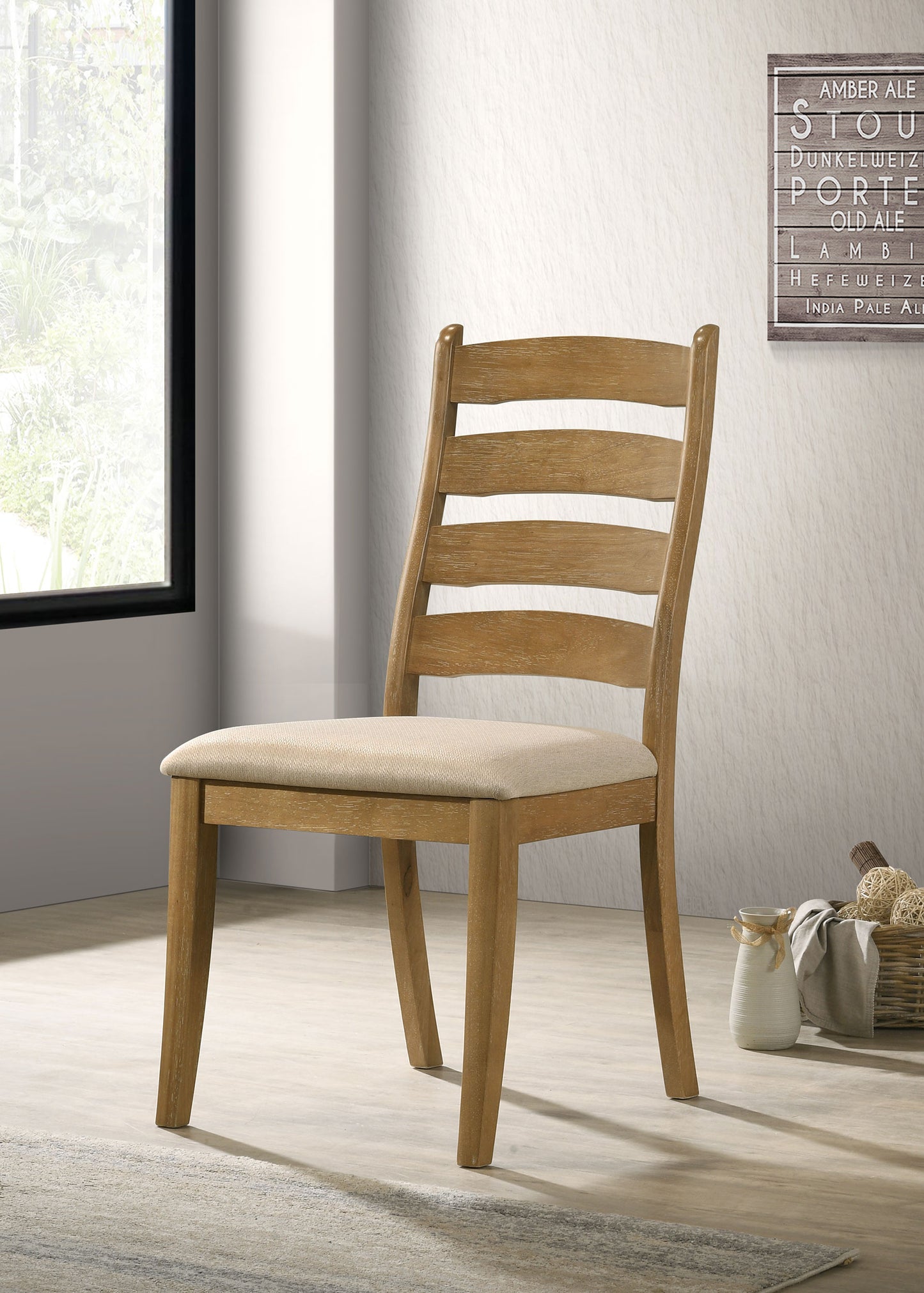 trisha wood dining side chair brown oak (set of 2)