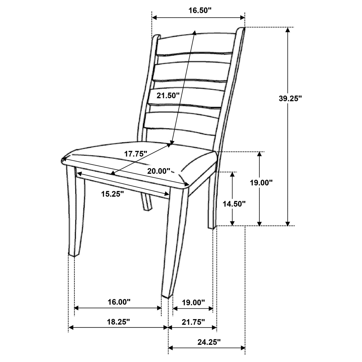 trisha wood dining side chair brown oak (set of 2)