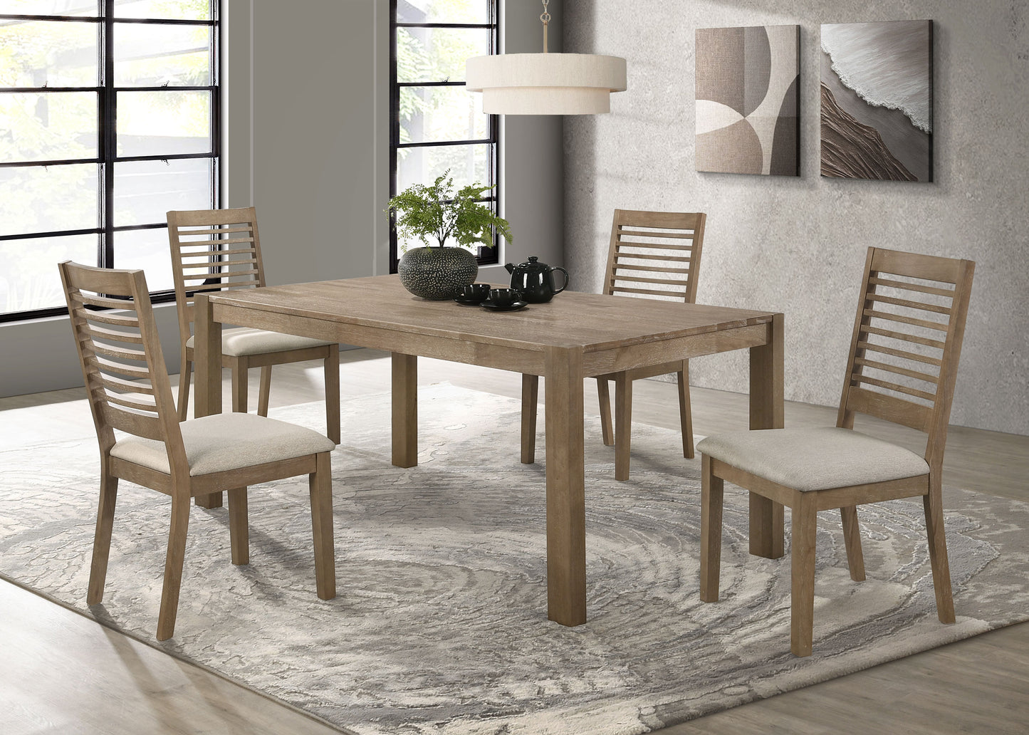 mackinnon 5-piece rectangular dining set brown washedwashed brown