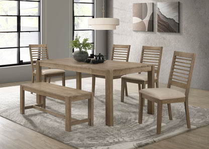 Mackinnon 6-piece Rectangular Dining Set Brown WashedWashed Brown