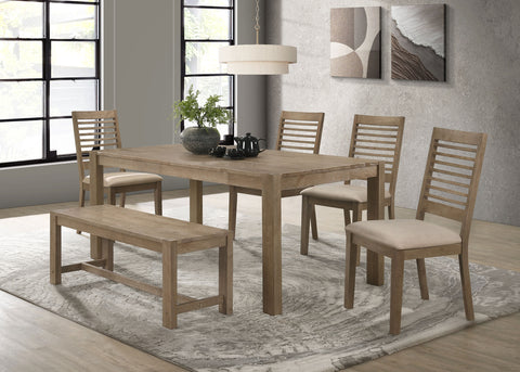 Mackinnon 6-piece Rectangular Dining Set Brown WashedWashed Brown