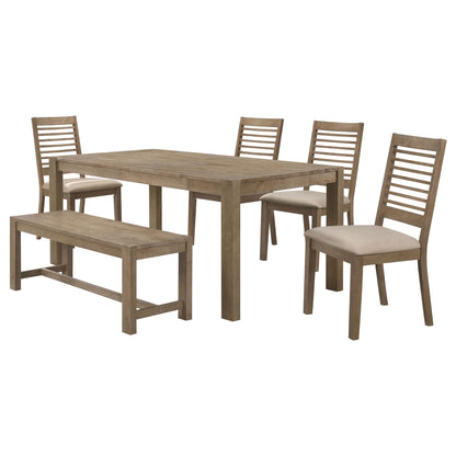 Mackinnon 6-piece Rectangular Dining Set Brown WashedWashed Brown