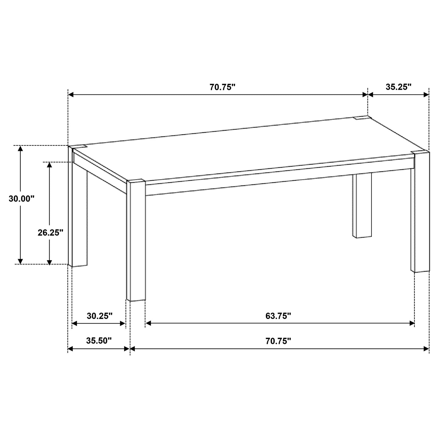 dominique 71-inch solid wood dining table washed brown