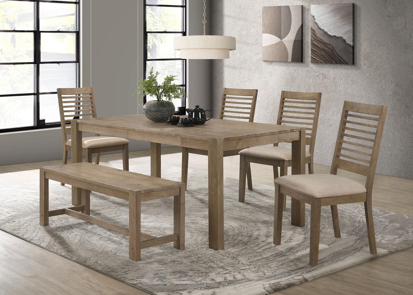 dominique 71-inch solid wood dining table washed brown