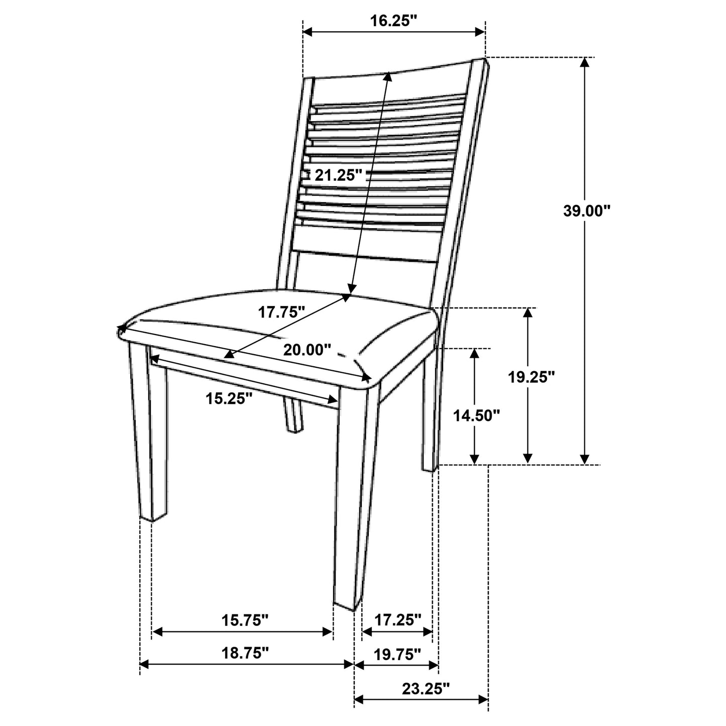 dominique wood dining side chair washed brown (set of 2)