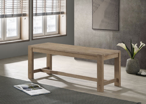 Mackinnon Wood Trestle Base Dining Bench Washed BrownWashed Brown
