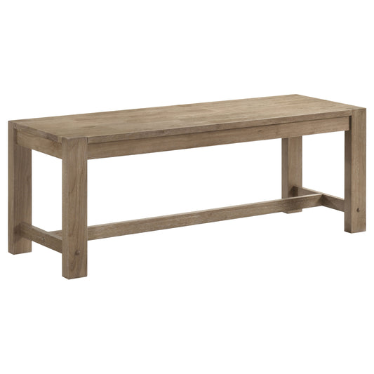 Dominique Wood Trestle Base Dining Bench Washed Brown