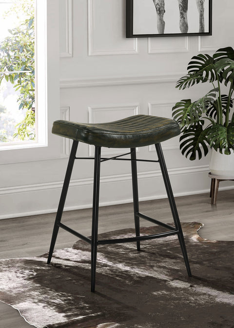 Gianni Leather Upholstered Counter Stool Espresso (Set of 2)Antique Espresso