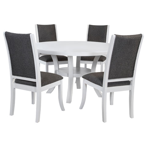 Twain 5-piece 54-inch Round Wood Dining Table Set Pearl WhitePearl White