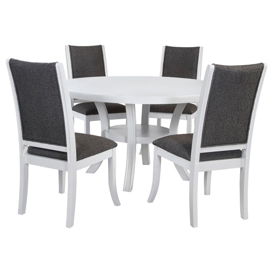Twain 5-piece 54-inch Round Wood Dining Table Set Pearl WhitePearl White
