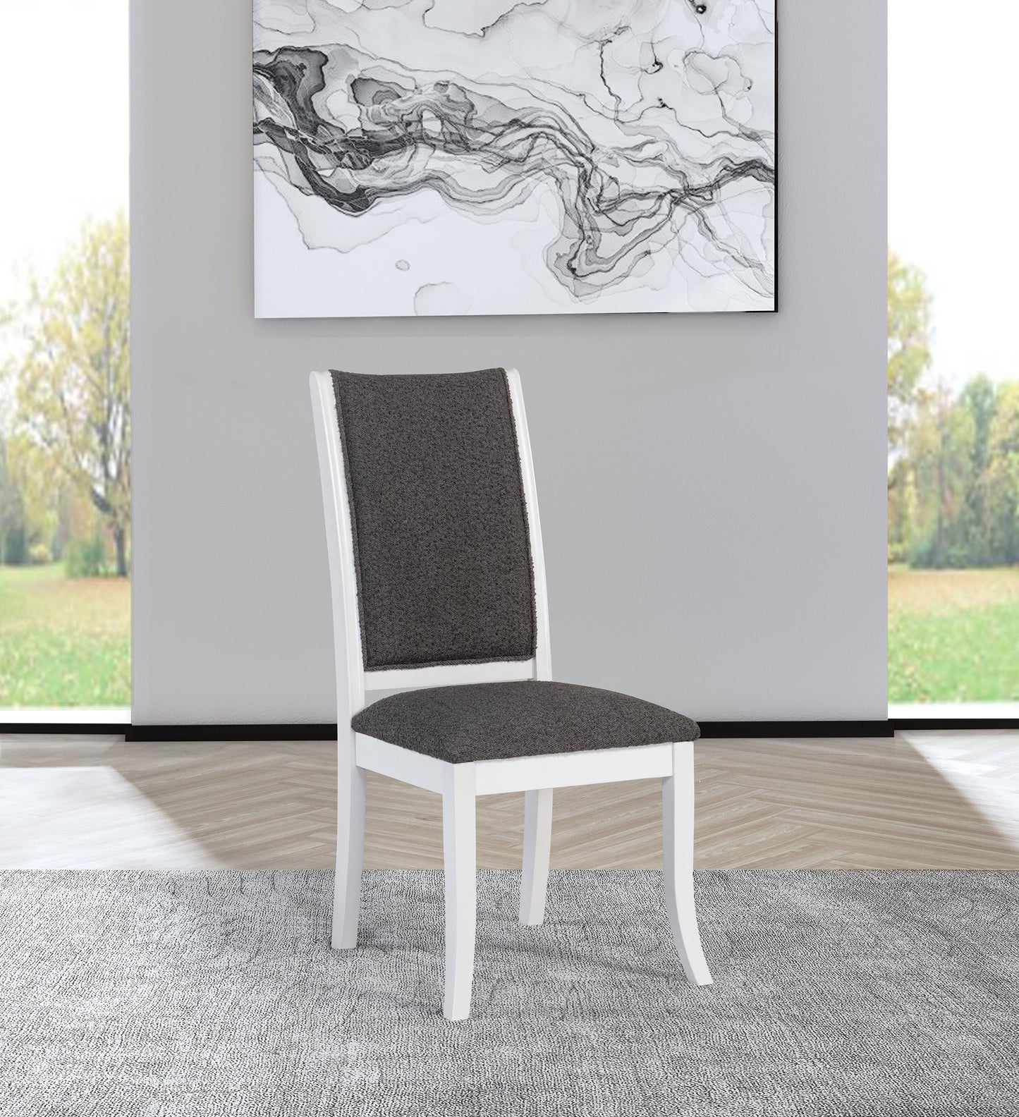 twain upholstered dining side chair pearl white (set of 2)pearl white