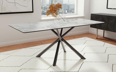 Boyd Rectangular Sintered Stone Dining Table Mirage WhiteMirage White