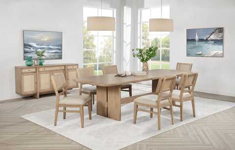Jessie 7-piece Rectangular Wood Dining Table Set Beige OakBeige Oak