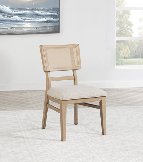 Jessie Radio Weave Cane Dining Side Chair Beige OakBeige Oak