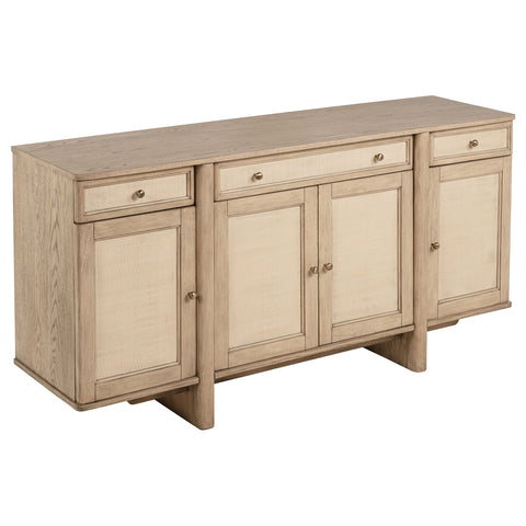Jessie 4-door Cane Sideboard Buffet Cabinet Beige OakBeige Oak