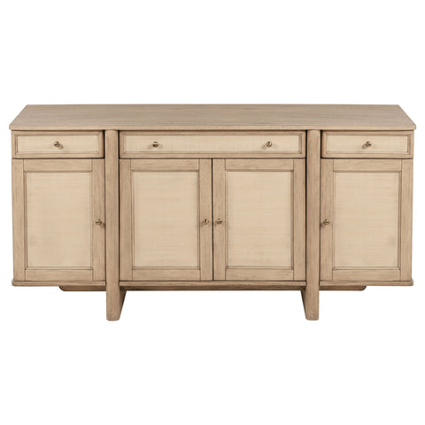 Jessie 4-door Cane Sideboard Buffet Cabinet Beige OakBeige Oak