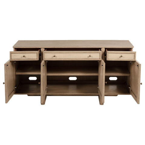 Jessie 4-door Cane Sideboard Buffet Cabinet Beige OakBeige Oak
