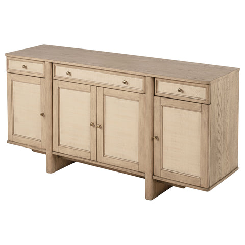 Jessie 4-door Cane Sideboard Buffet Cabinet Beige OakBeige Oak