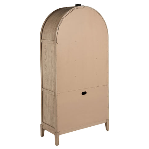 Jessie 4-Door Cane Dining Vitrine Display Cabinet Beige OakBeige Oak