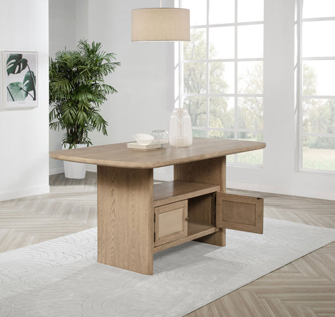 Jessie Cane Counter Height Storage Dining Table Beige OakBeige Oak