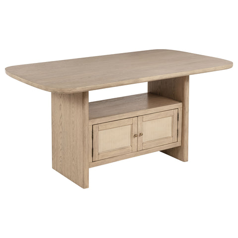 Jessie Cane Counter Height Storage Dining Table Beige OakBeige Oak