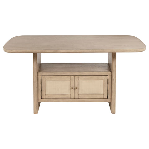 Jessie Cane Counter Height Storage Dining Table Beige OakBeige Oak
