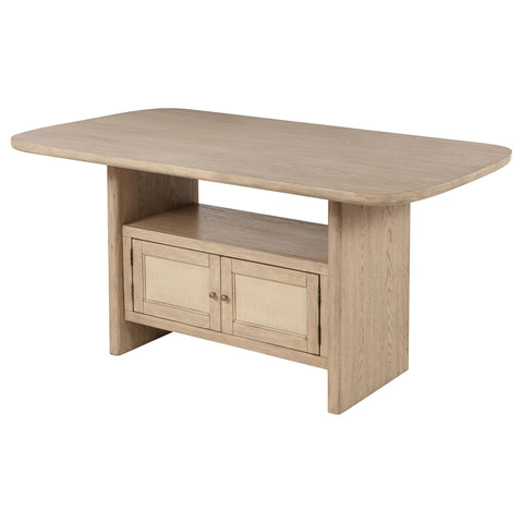 Jessie Cane Counter Height Storage Dining Table Beige OakBeige Oak
