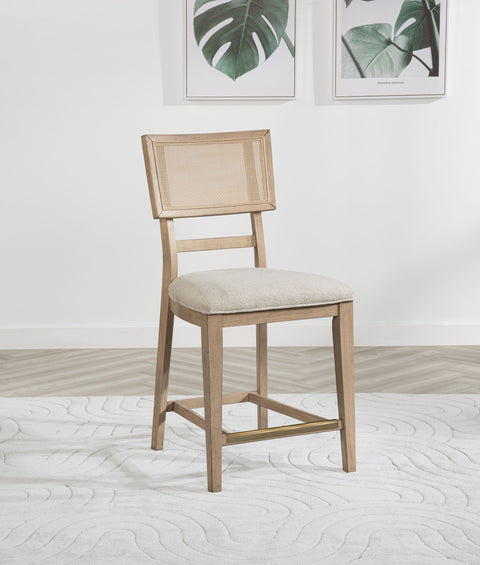 Jessie Radio Weave Cane Counter Dining Side Chair Beige OakBeige Oak