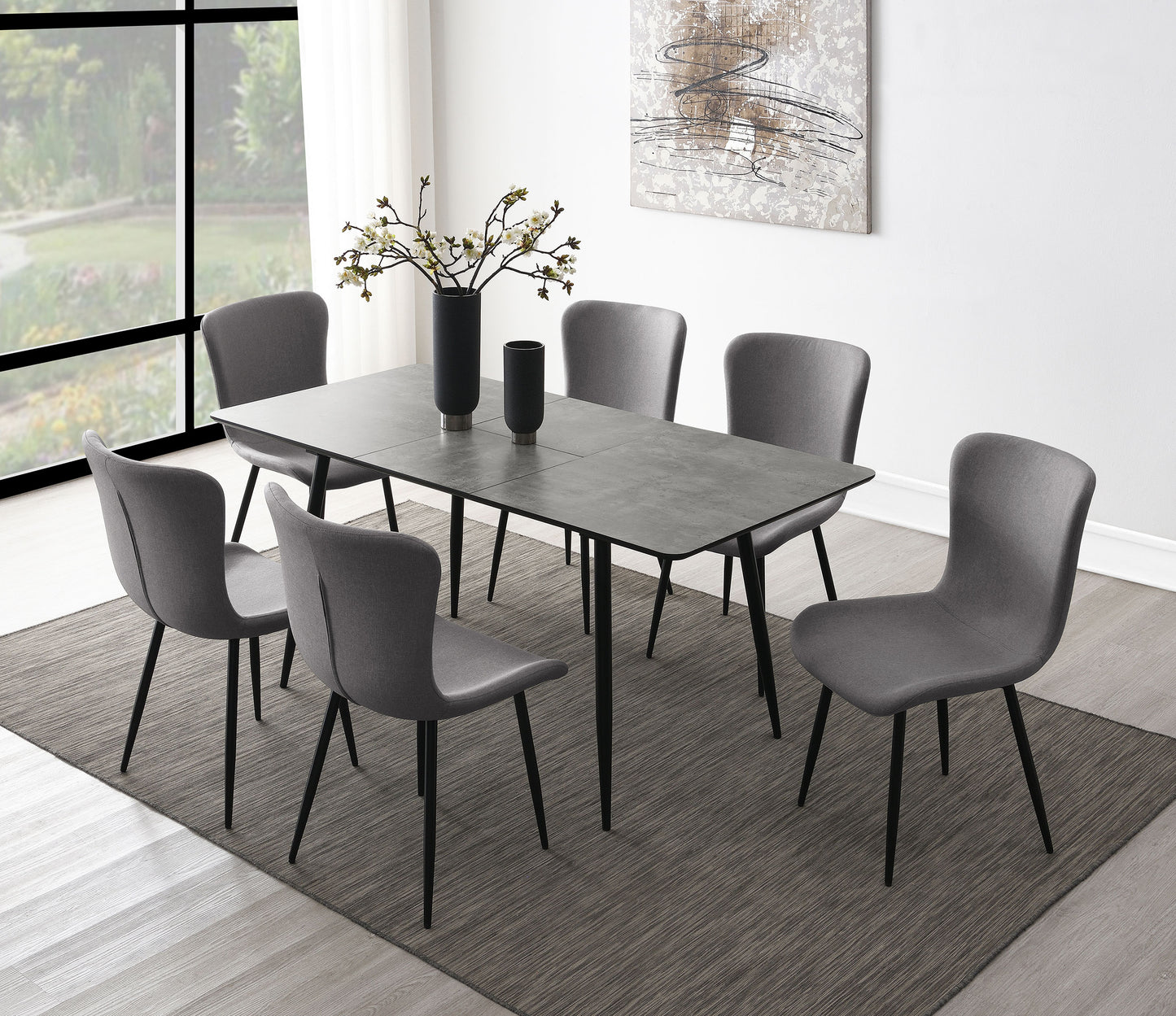merrick 7-piece dining set with extension table grey