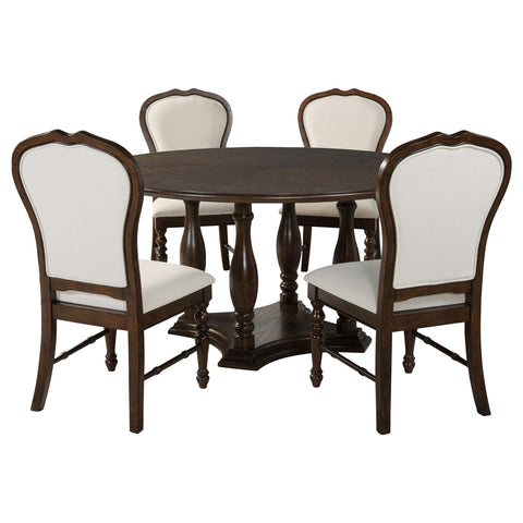 Cabianca 5-piece 60-inch Round Dining Table Set Rich BrownRich Brown