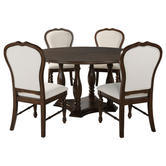 Cabianca 5-piece 60-inch Round Dining Table Set Rich BrownRich Brown