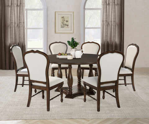 Cabianca 7-piece 60-inch Round Dining Table Set Rich BrownRich Brown