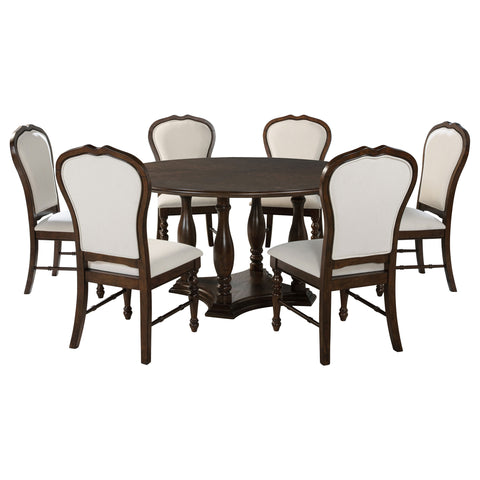 Cabianca 7-piece 60-inch Round Dining Table Set Rich BrownRich Brown