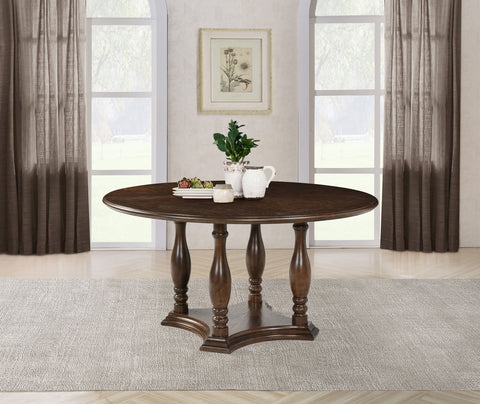 Cabianca 60-inch Round Wood Pedestal Dining Table Rich BrownRich Brown