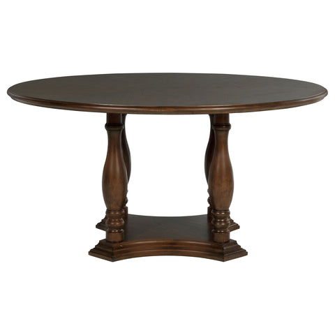 Cabianca 60-inch Round Wood Pedestal Dining Table Rich BrownRich Brown