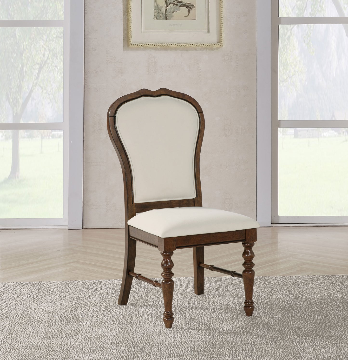 cabianca upholstered dining side chair rich brown (set of 2)ivory / rich brown