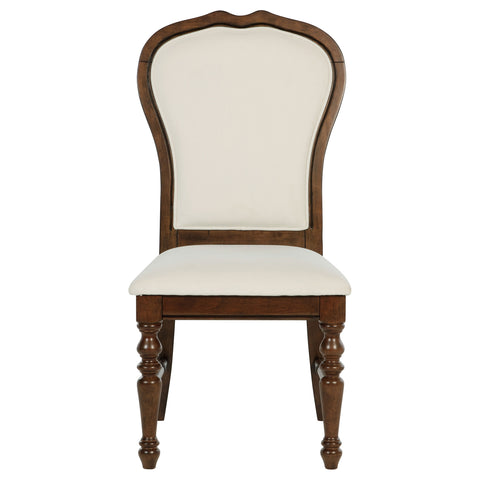 Cabianca Upholstered Dining Side Chair Rich Brown (Set of 2)Ivory / Rich Brown