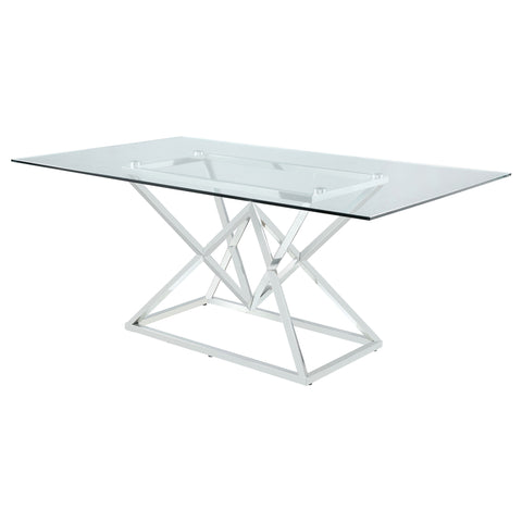 Broderick Rectangular 71-inch Glass Top Dining Table ChromePolished Stainless Steel