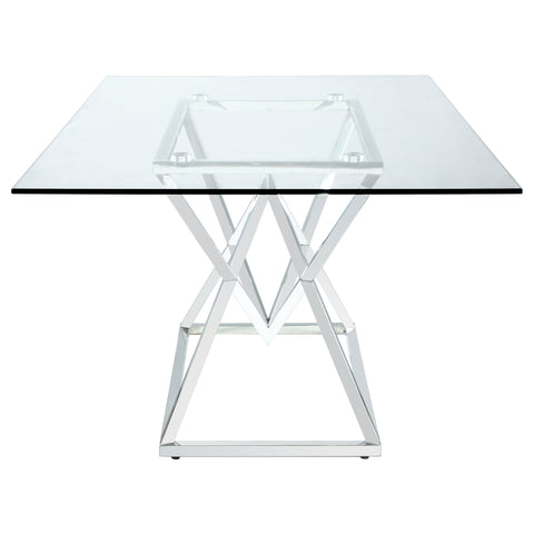 Broderick Rectangular 71-inch Glass Top Dining Table ChromePolished Stainless Steel