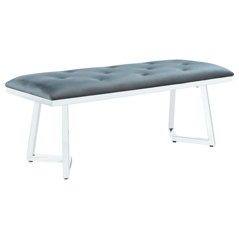 Broderick Velvet Upholstered Dining Bench Steel GreySteel Grey