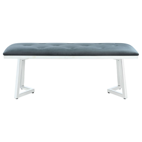 Broderick Velvet Upholstered Dining Bench Steel GreySteel Grey