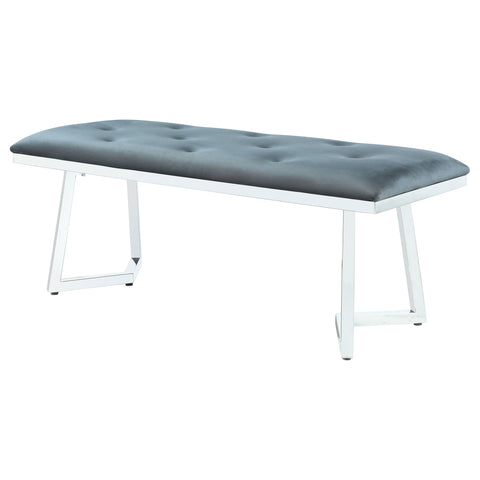 Broderick Velvet Upholstered Dining Bench Steel GreySteel Grey