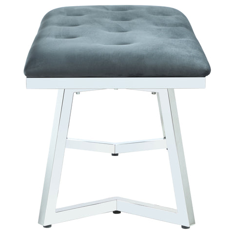 Broderick Velvet Upholstered Dining Bench Steel GreySteel Grey