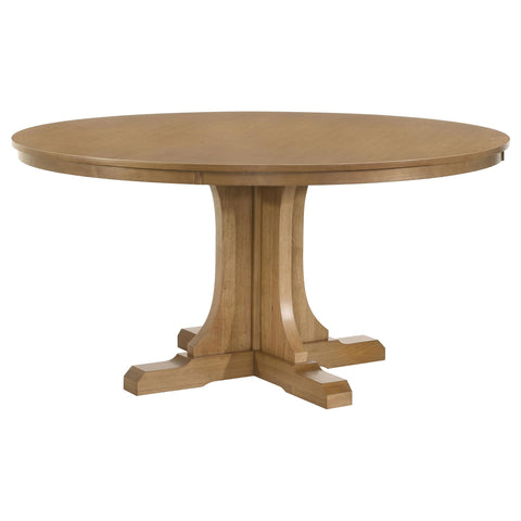 Delphinium 7-piece Round Dining Table Set Natural Light Brown
